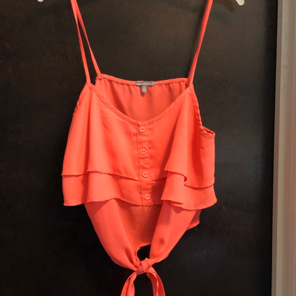 Pink/orange tank top crop top with front tie